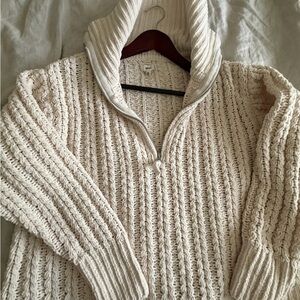 Aerie Cream Ribbed Turtleneck Sweater